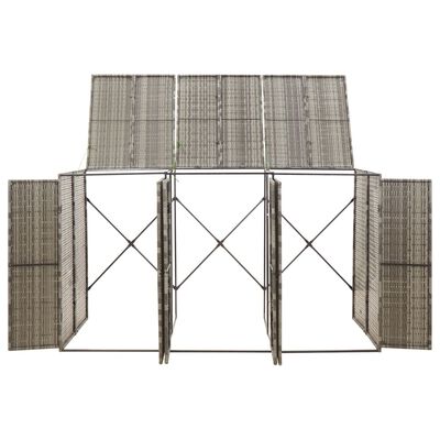 vidaXL Mülltonnenbox für 3 Tonnen Grau 207x80x117 cm Poly Rattan