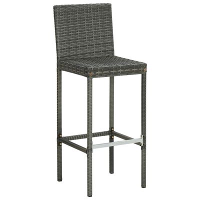 vidaXL Garten-Barhocker mit Kissen 2 Stk. Grau Poly Rattan