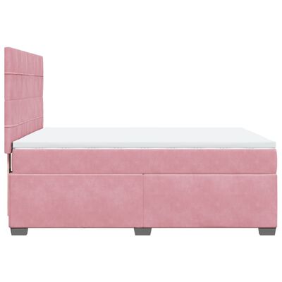 vidaXL Boxspringbett mit Matratze Rosa 140x190 cm Samt