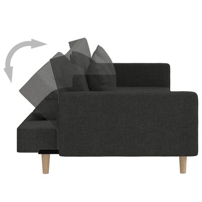 vidaXL Schlafsofa 2-Sitzer mit 2 Kissen Schwarz Stoff