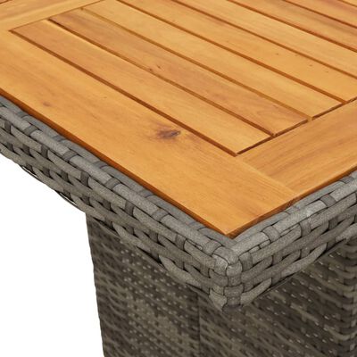 vidaXL 7-tlg. Garten-Essgruppe mit Kissen Grau Poly Rattan