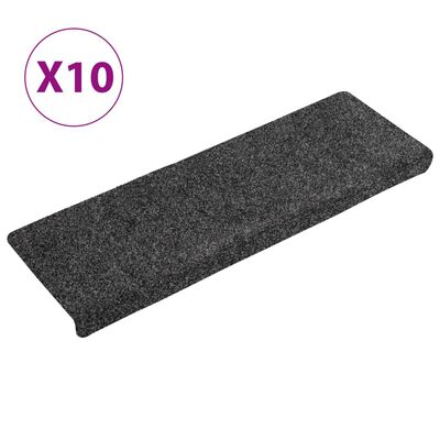 vidaXL Treppenmatten 10 Stk. Grau 65x21x4 cm Nadelvlies