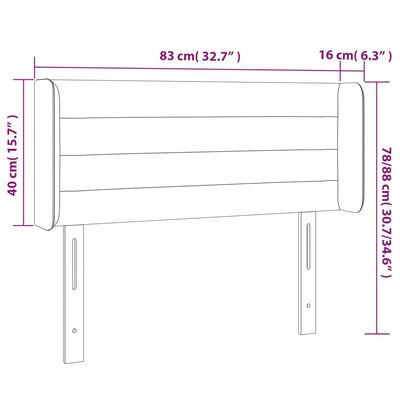 vidaXL LED Kopfteil Hellgrau 83x16x78/88 cm Stoff