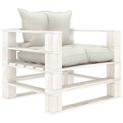 vidaXL 7-tlg. Paletten-Lounge-Set mit Kissen in Beige Holz