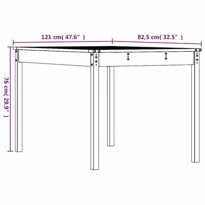 vidaXL Gartentisch Honigbraun 121x82,5x76 cm Massivholz Kiefer