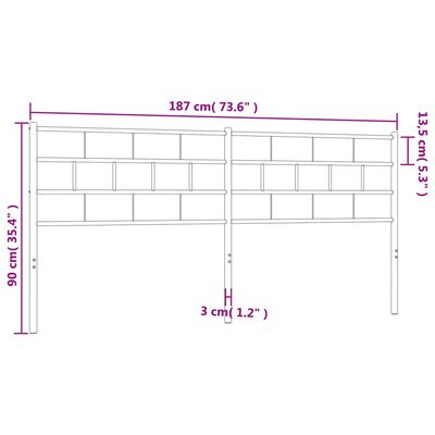 vidaXL Kopfteil Metall Weiß 180 cm