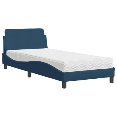 vidaXL Bett mit Matratze Blau 90x190 cm Stoff