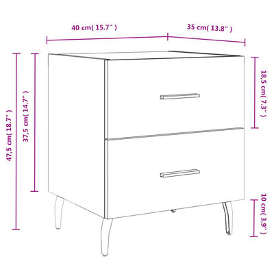 vidaXL Nachttische 2 Stk. Weiß 40x35x47,5 cm Holzwerkstoff