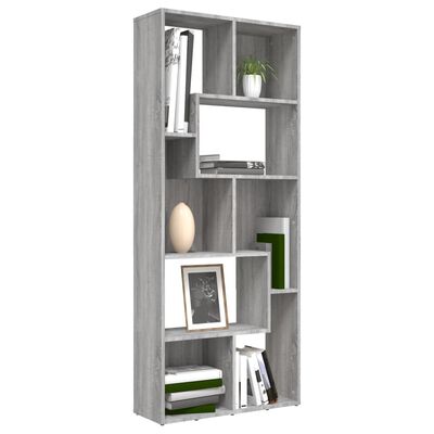 vidaXL Bücherregal Grau Sonoma 67x24x161 cm Holzwerkstoff