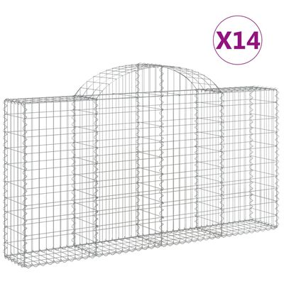 vidaXL Gabionen mit Hochbogen 14Stk. 200x30x100/120cm Verzinktes Eisen