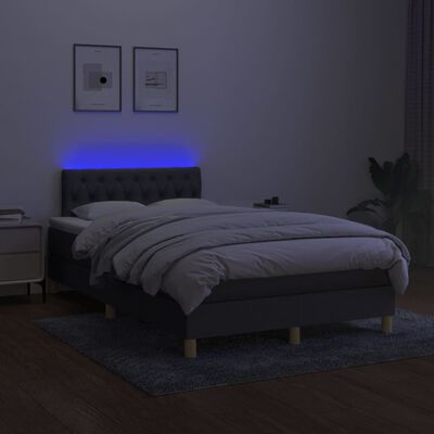 vidaXL Boxspringbett mit Matratze & LED Dunkelgrau 120x190 cm Stoff