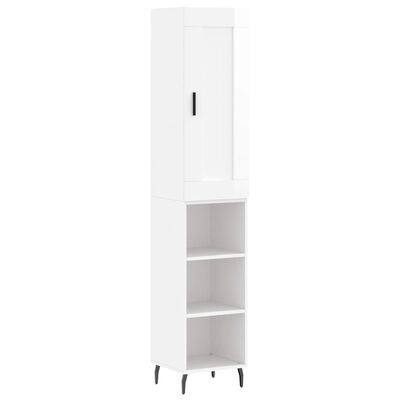 vidaXL Highboard Hochglanz-Weiß 34,5x34x180 cm Holzwerkstoff