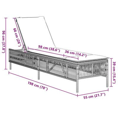 vidaXL Sonnenliegen mit Auflagen 2 Stk. Beige Poly Rattan