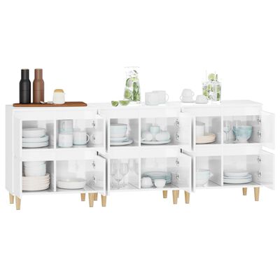 vidaXL Sideboards 3 Stk. Hochglanz-Weiß 60x35x70 cm Holzwerkstoff