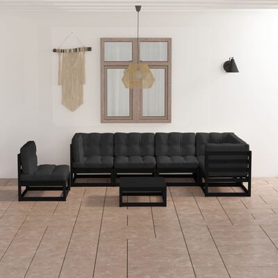 vidaXL 7-tlg. Garten-Lounge-Set mit Kissen Massivholz Kiefer