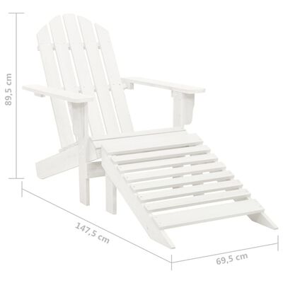 vidaXL Adirondack-Gartenstuhl mit Fußstütze & Tisch Tannenholz Weiß