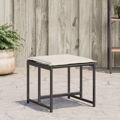 vidaXL Gartenhocker mit Kissen 4 Stk. Schwarz Poly Rattan