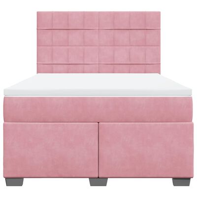 vidaXL Boxspringbett mit Matratze Rosa 140x190 cm Samt