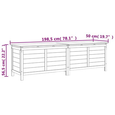 vidaXL Gartentruhe Weiß 198,5x50x56,5 cm Massivholz Tanne