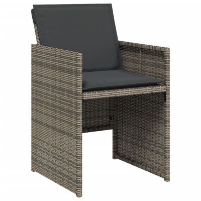 vidaXL 11-tlg. Garten-Essgruppe mit Kissen Grau Poly Rattan