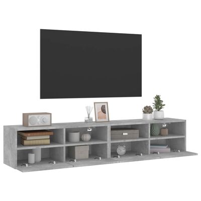 vidaXL TV-Wandschränke 2 Stk. Betongrau 80x30x30 cm Holzwerkstoff