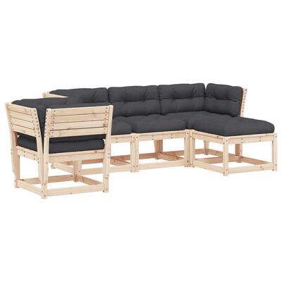 vidaXL 5-tlg. Garten-Lounge-Set mit Kissen Massivholz Kiefer