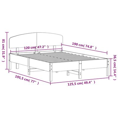 vidaXL Massivholzbett ohne Matratze 120x190 cm Kiefernholz