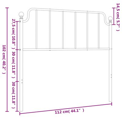 vidaXL Kopfteil Metall Weiß 107 cm