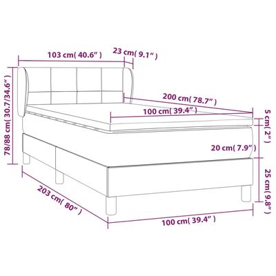 vidaXL Boxspringbett mit Matratze Schwarz 100x200 cm Samt