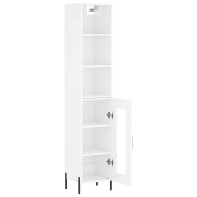 vidaXL Highboard Hochglanz-Weiß 34,5x34x180 cm Holzwerkstoff