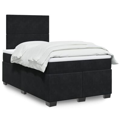 vidaXL Boxspringbett mit Matratze Schwarz 120x190 cm Samt