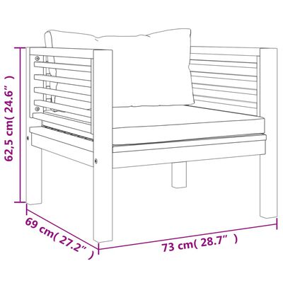 vidaXL 6-tlg. Garten-Lounge-Set mit Creme Kissen Massivholz Akazie