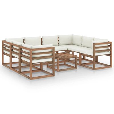 vidaXL 9-tlg. Garten-Lounge-Set mit Kissen in Creme