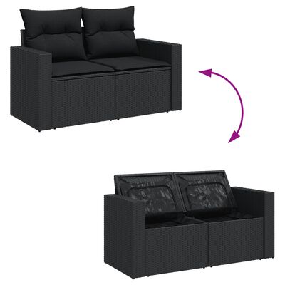 vidaXL 6-tlg. Garten-Sofagarnitur mit Kissen Schwarz Poly Rattan