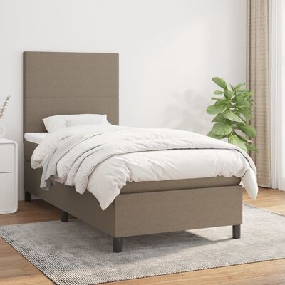 vidaXL Boxspringbett mit Matratze Taupe 100x200 cm Stoff