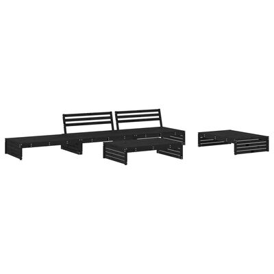 vidaXL 5-tlg. Garten-Lounge-Set mit Kissen Schwarz Massivholz