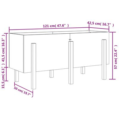 vidaXL Hochbeet Honigbraun 121x50x57 cm Massivholz Kiefer