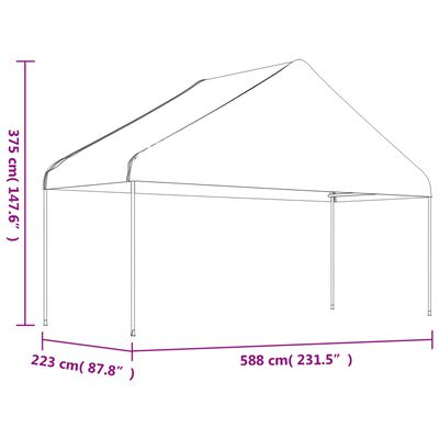 vidaXL Pavillon mit Dach Weiß 5,88x2,23x3,75 m Polyethylen