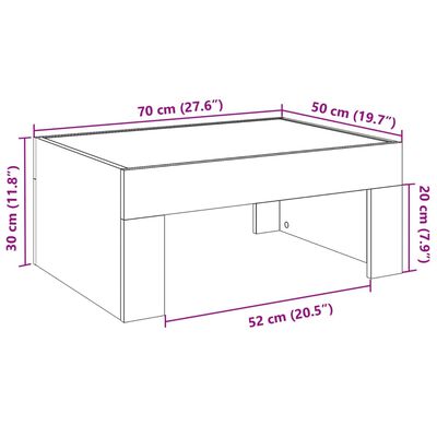 vidaXL Couchtisch mit Infinity-LED Sonoma-Eiche 70x50x30 cm