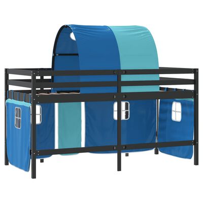 vidaXL Kinderhochbett mit Tunnel Blau 80x200 cm Massivholz Kiefer