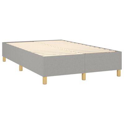 vidaXL Boxspringbett mit Matratze & LED Hellgrau 120x200 cm Stoff