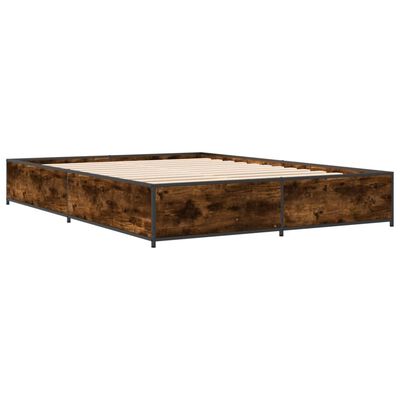 vidaXL Bettgestell Räuchereiche 140x190 cm Holzwerkstoff und Metall