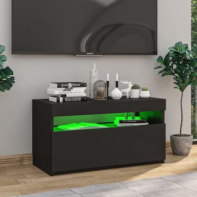 vidaXL TV-Schrank mit LED-Leuchten Schwarz 75x35x40 cm