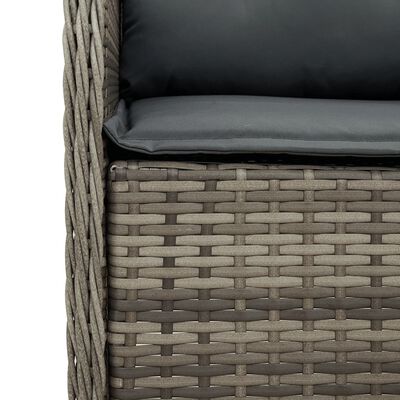 vidaXL 3-tlg. Garten-Essgruppe mit Kissen Grau Poly Rattan