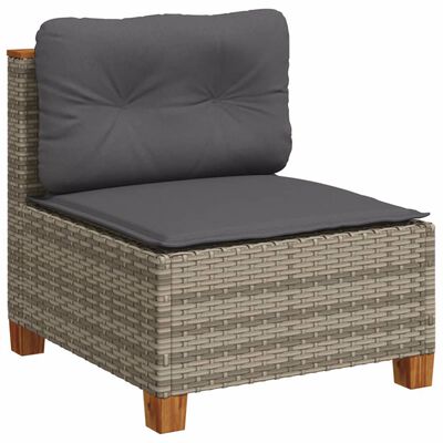 vidaXL 4-tlg. Garten-Sofagarnitur mit Kissen Grau Poly Rattan