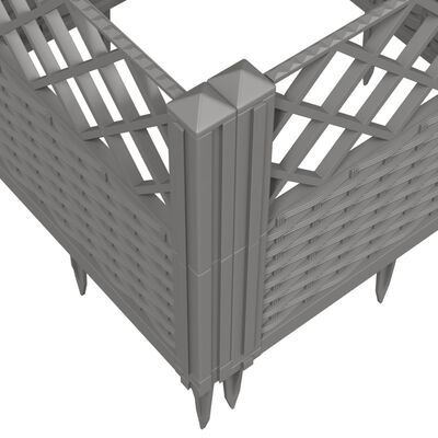 vidaXL Pflanzkasten mit Erdspießen Hellgrau 363,5x43,5x43,5 cm PP