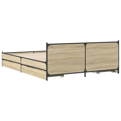 vidaXL Bettgestell mit Schubladen Sonoma-Eiche 135x190cm Holzwerkstoff