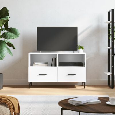 vidaXL TV-Schrank Hochglanz-Weiß 80x36x50 cm Holzwerkstoff