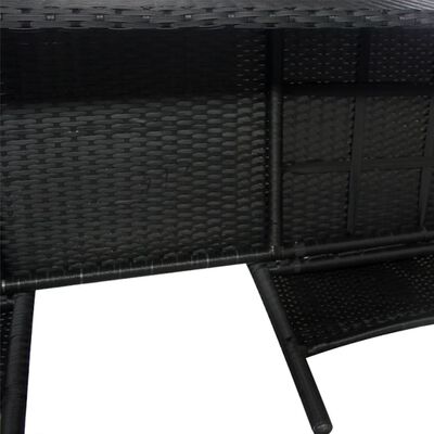 vidaXL Gartensofa 2-Sitzer mit Teetisch Poly Rattan Schwarz