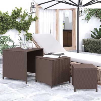 vidaXL Satztische 3 Stk. Braun Poly Rattan